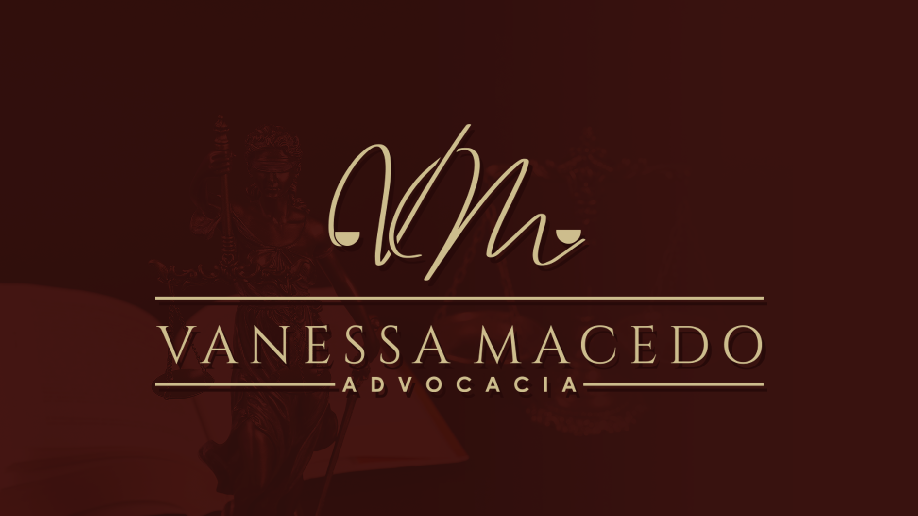 Identidade visual Vanessa Macedo Advocacia com a figura da Justiça